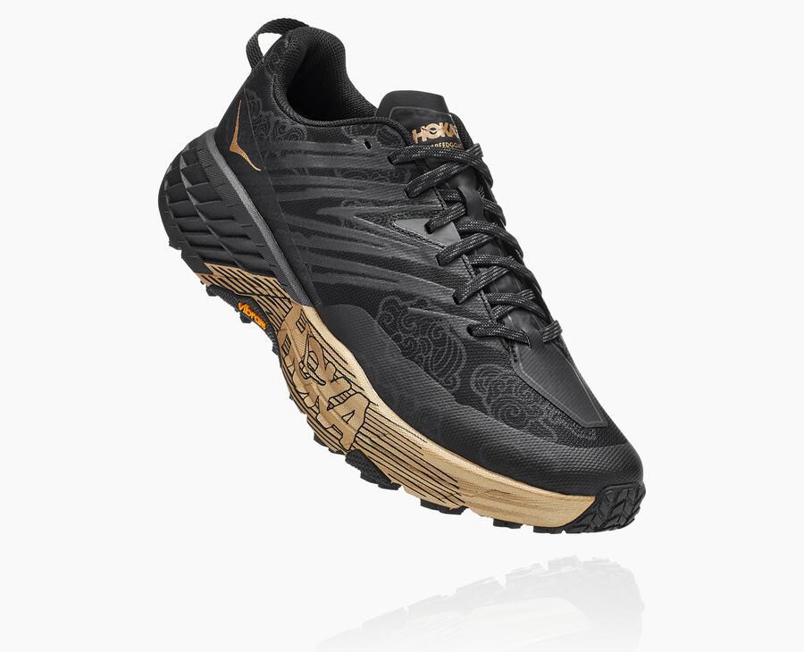 Hoka One One Trainers Mens Black/Gold - Speedgoat 4 CNY - 57321ASIU